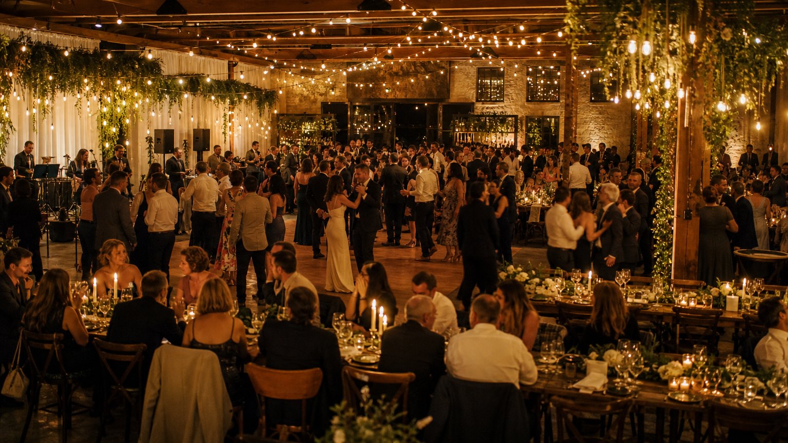 A full wedding reception with many moments happening throughout a long event