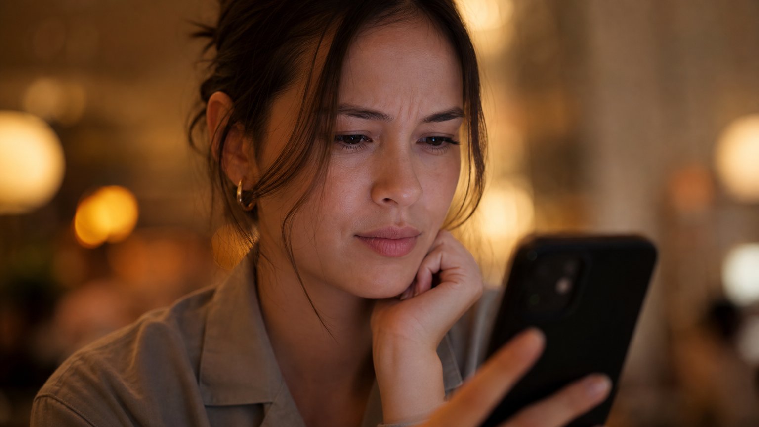 A guest checking their phone after reaching their event photo limit