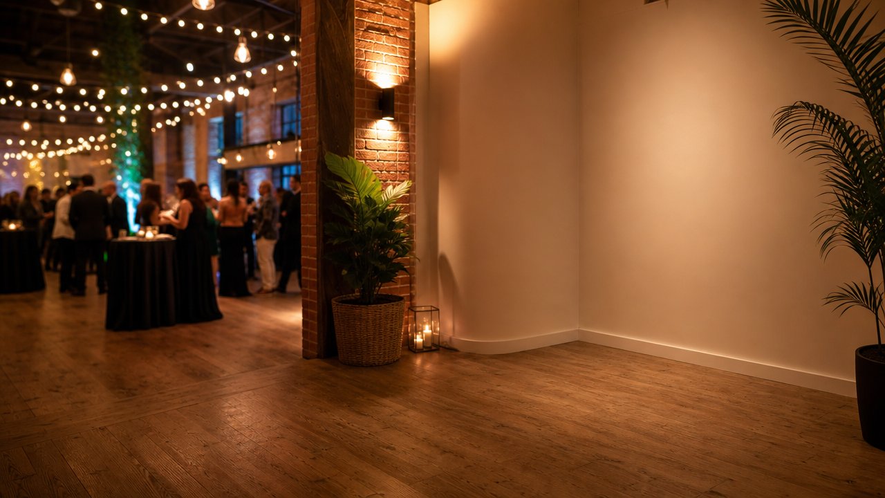 Open venue space without a bulky rented photo booth taking up the room