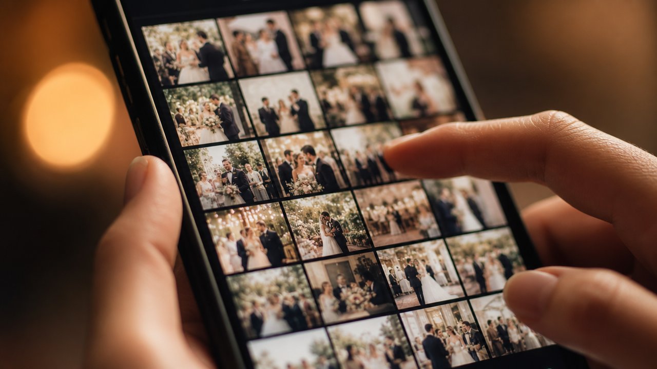 A guest's phone camera roll full of photos never shared after the wedding